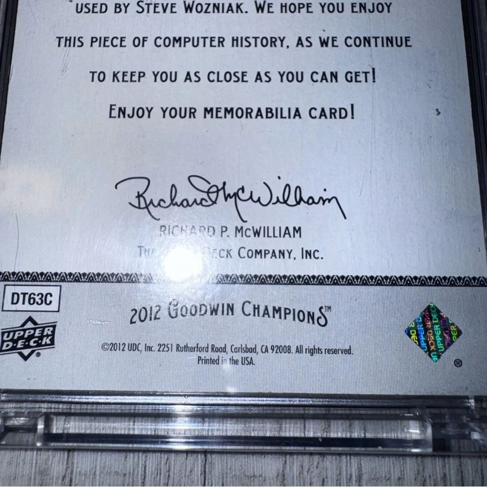 2012 Upper Deck Goodwin Champions Steve Wozniak Authentic Memorabilia DT63C